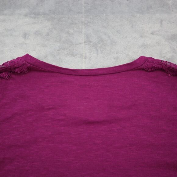 Ana A New Approach Shirt Womens M Purple Long SLeeve Lace Scoop Neck Tee - Picture 14 of 16